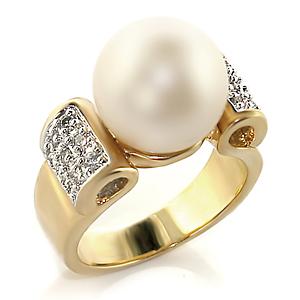 EXQUISITE 12MM WHITE PEARL+CZ RING-size 6/7/10